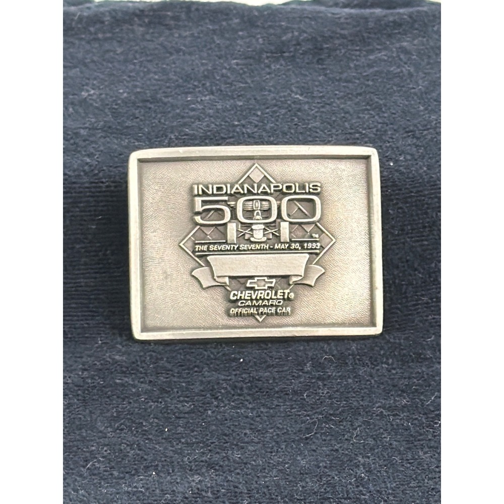 Vtg 1993 Indianapolis 500 Chevrolet Camaro Pace Car Pewter Belt Buckle 226/500